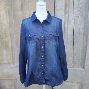 Western Denim Pearl Snap Shirt